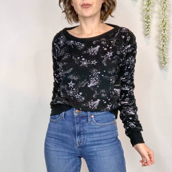 CHASER whimsigoth galaxy star jumper sweater ruched sleeve emo pop punk 2715 - Picture 10 of 11